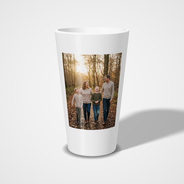 Pint glass, 16oz with a family photo printed on it